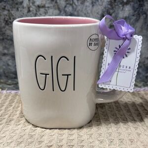 NWT Rae Dunn “GIGI” 16 oz Mug Pink Interior